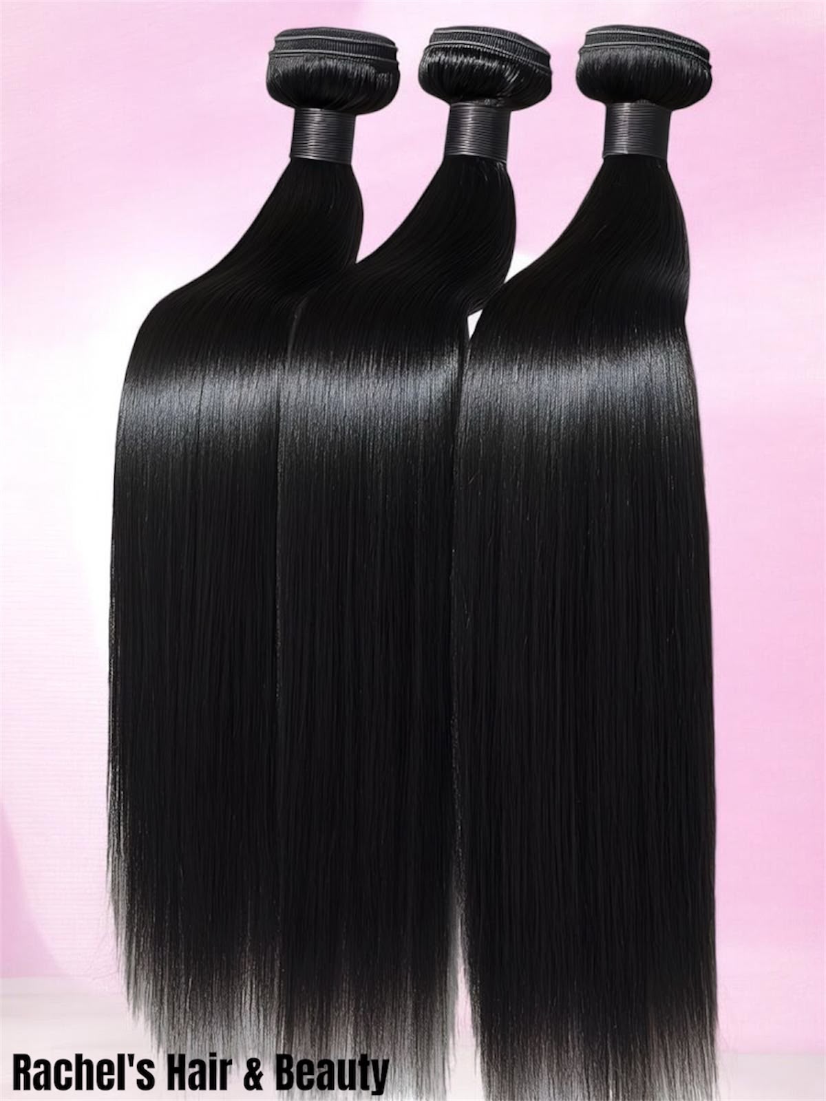10"-30" Straight Human Hair Bundles - Color Black